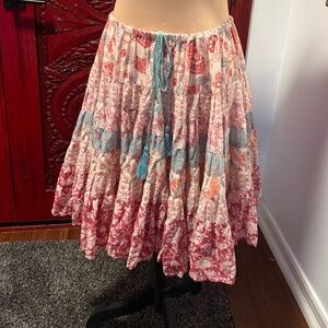 FREE PEOPLE romantic skirt ‘sun faded combo’ in ‘pink rose’